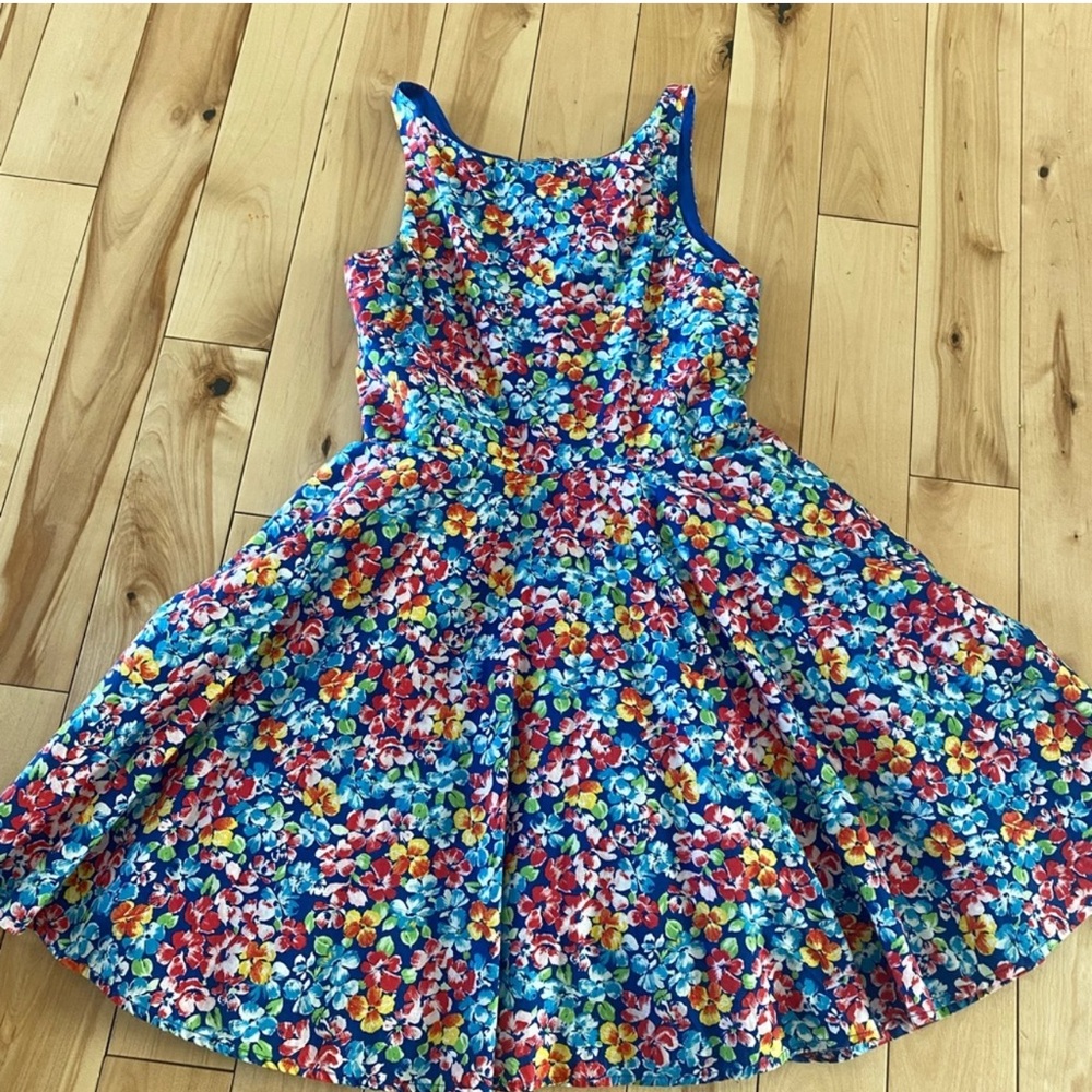Floral Kids Dress in Blue and Multicolor